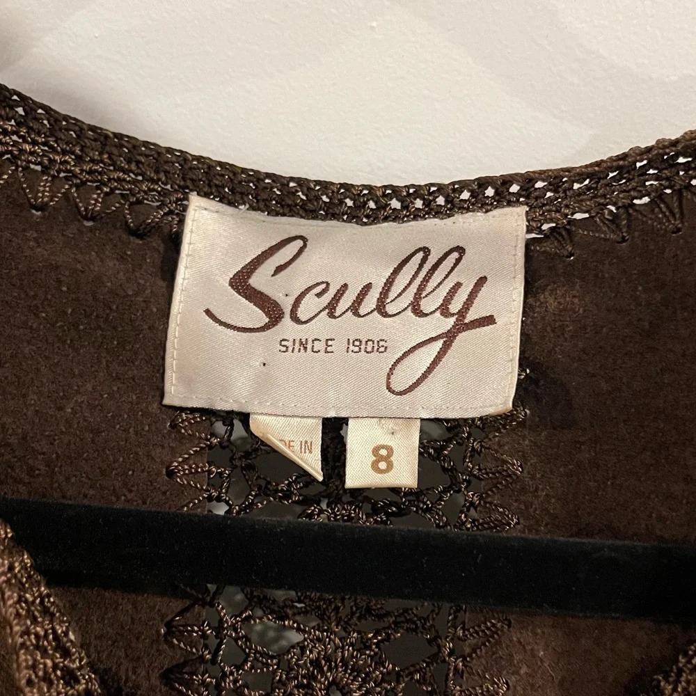 Vintage Scully Leather Suede Crotchet Patchwork Jacket - Size 8 - Picture 4 of 8